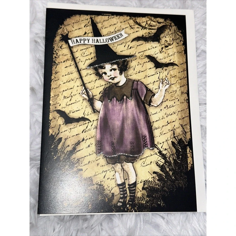 Halloween Card Lot‎ of 3 Handmade Postcard Blank Inside Gothic Happy Greeting